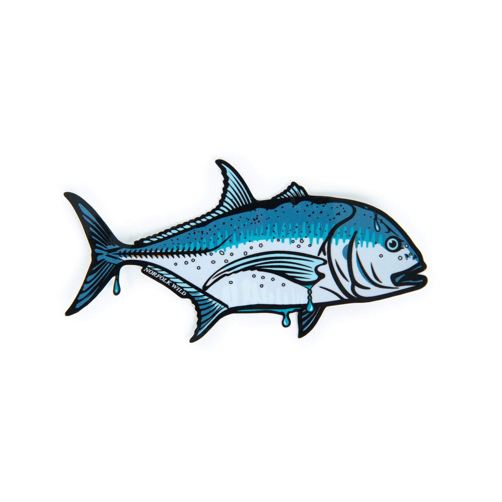 Norfolk Wild Giant Trevally die-cut vinyl sticker on a white background