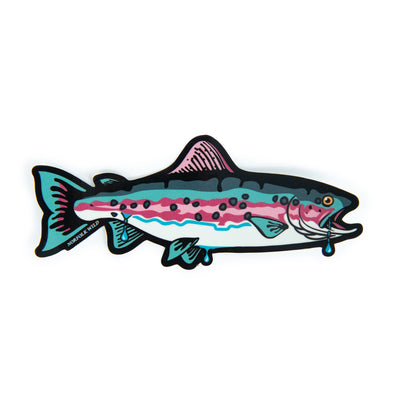 Norfolk Wild Rainbow Trout die-cut vinyl sticker on a white background