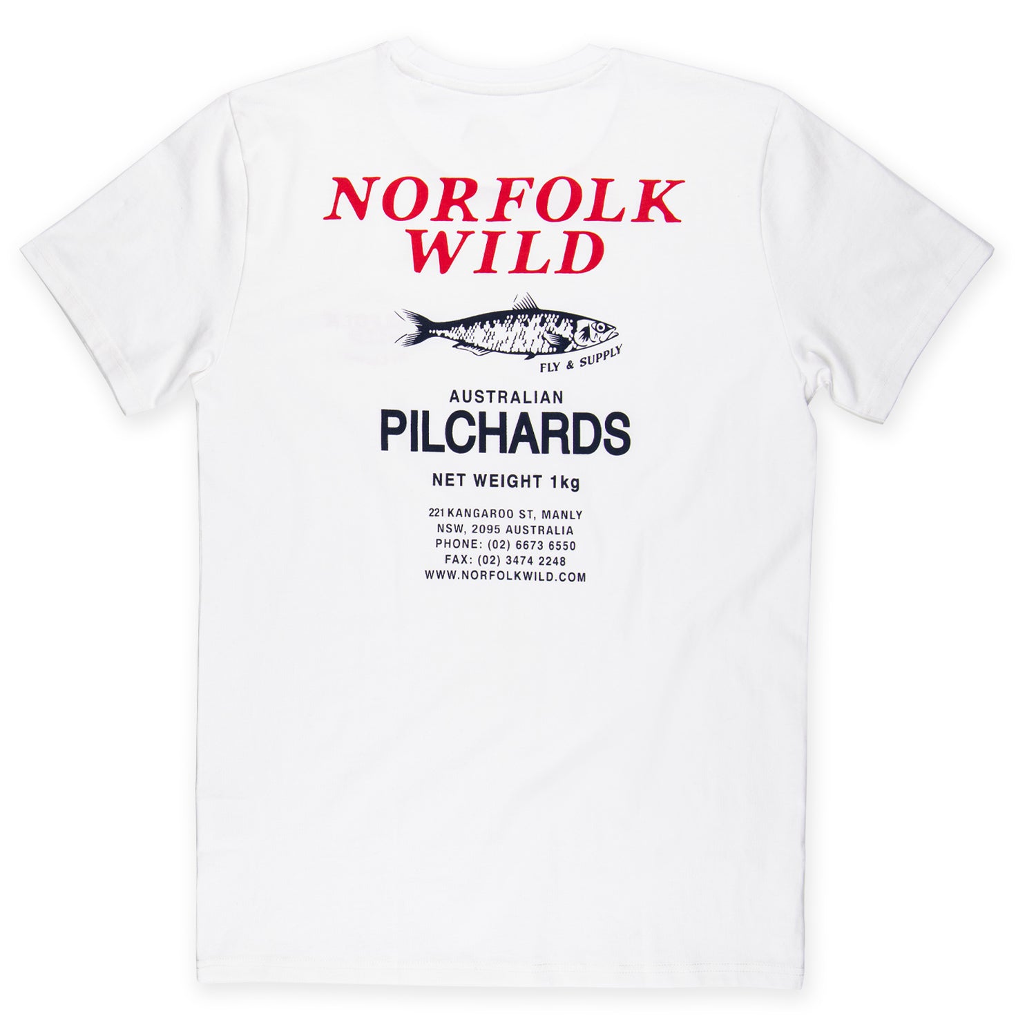pilchards fishing graphic for service station back of t-shirt